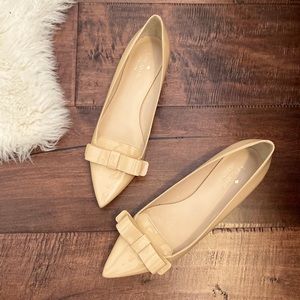 Kate Spade Pointed Bow Toe Nude Patent Flats